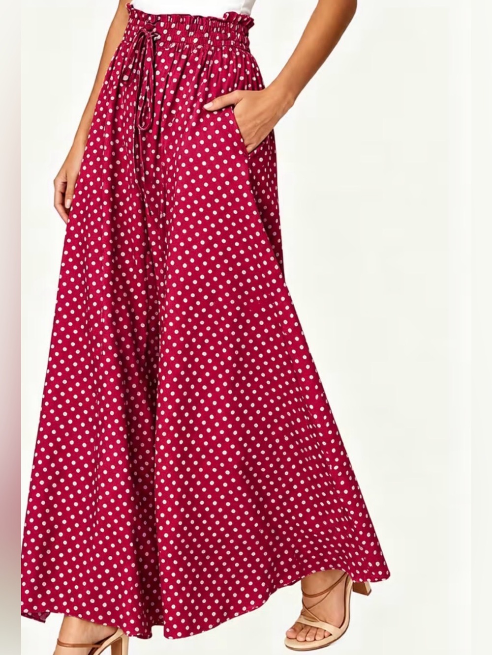 Women’s Polka Dot Maxi Skirt - Red